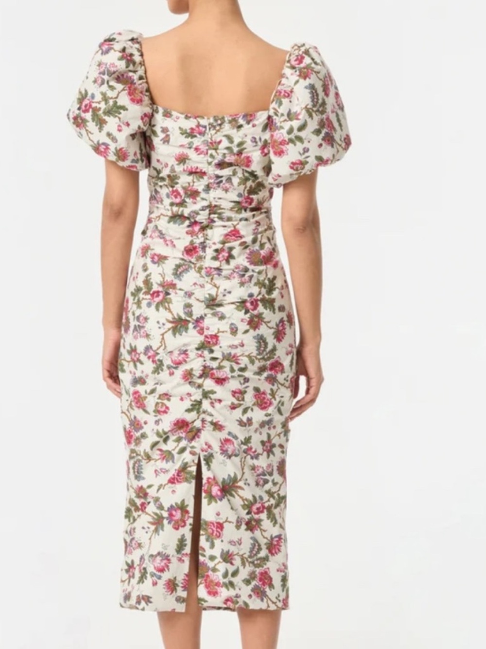 RHODE Tessa floral midi 100% organic cotton dress formal wedding evening - Picture 3 of 11